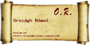 Országh Rómeó névjegykártya