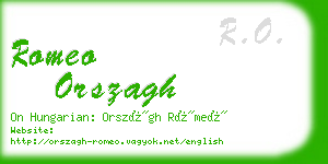 romeo orszagh business card
